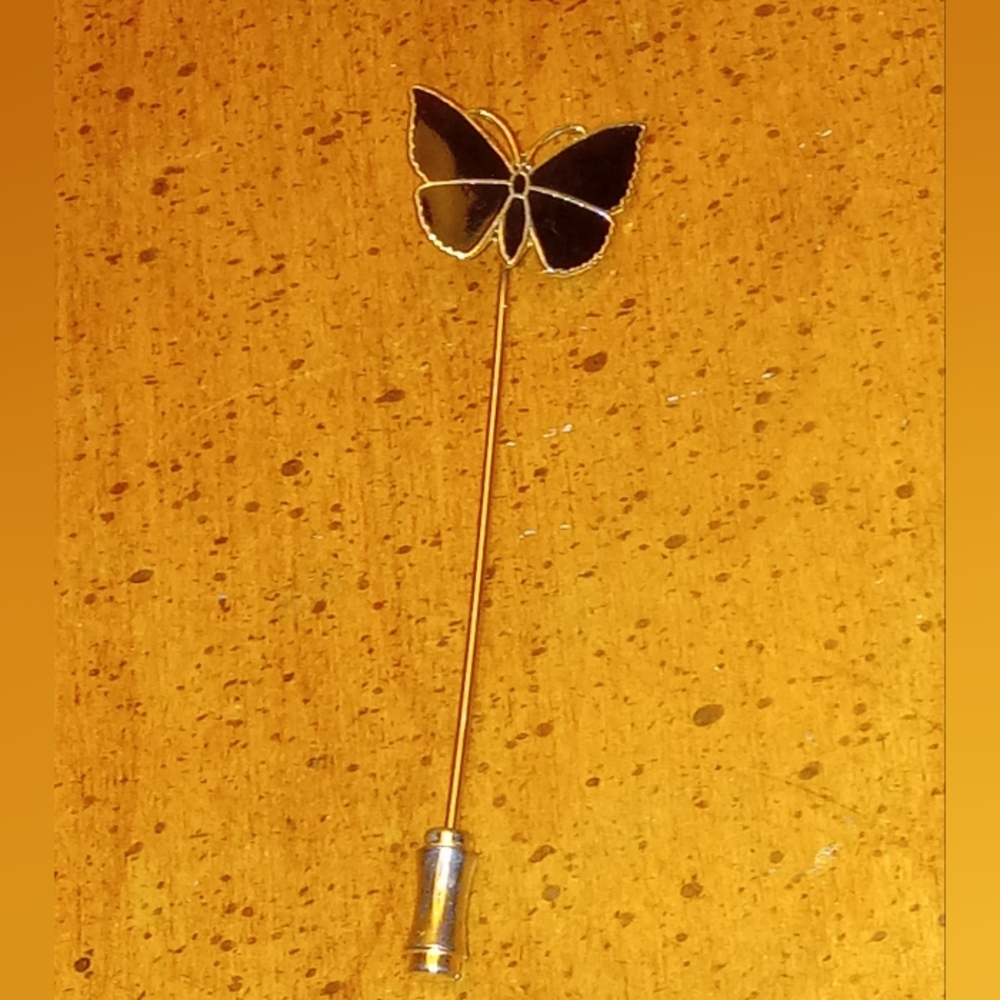 Butterfly Enamel Vintage Stick Pin Brooch